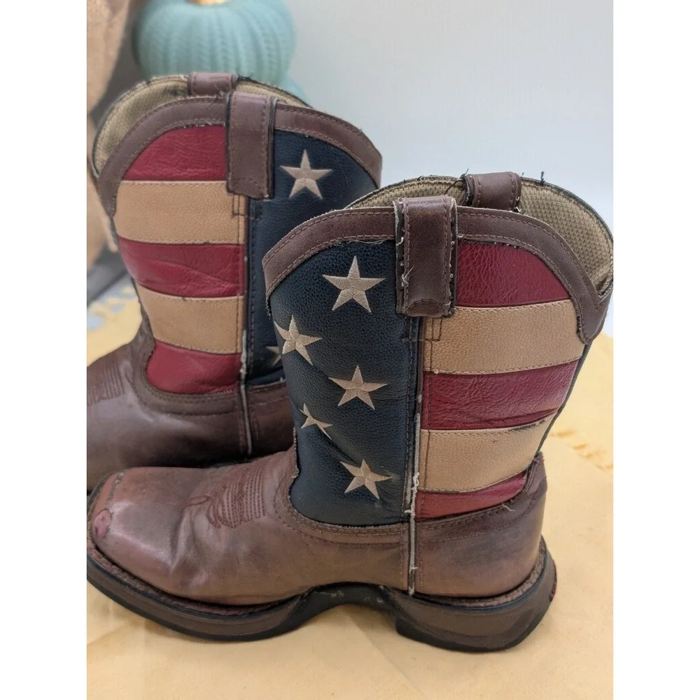 Durango Lil Rebel Kids Western Cowboy Boots BT245 Flag Patriotic Size 13 M US